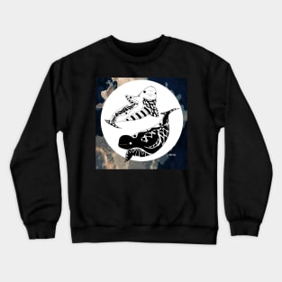 beluga whale twins yin yang ecopop in mexican totonac patterns in the sea Crewneck Sweatshirt